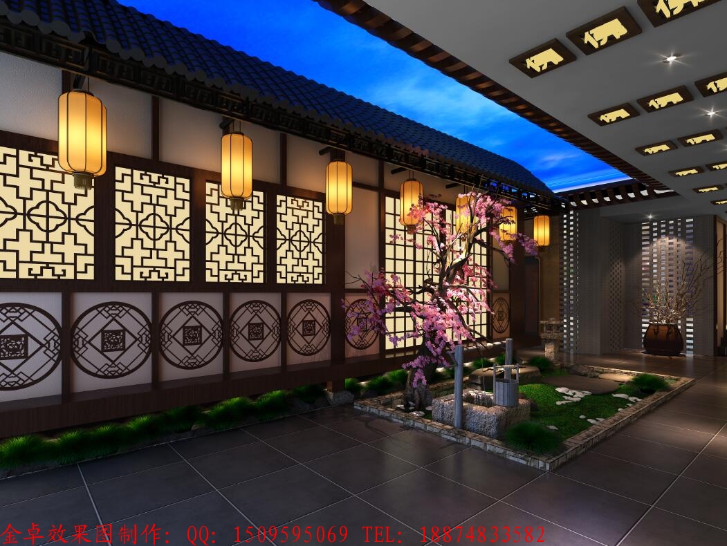 中式餐厅效果图设计门头